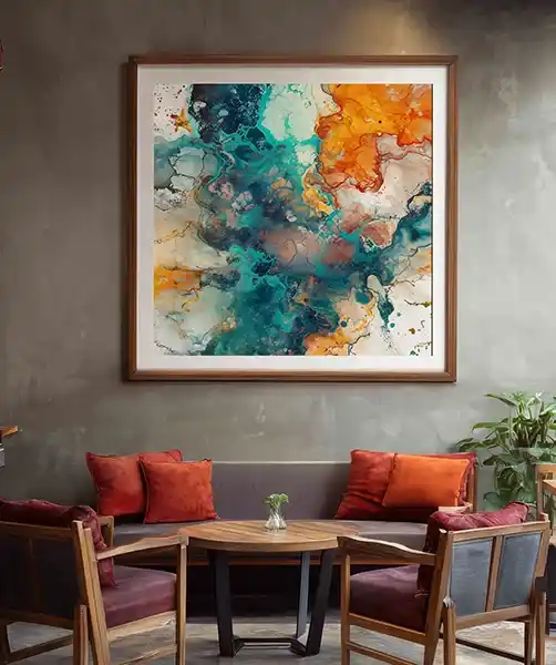 Acrylic glass print, framed with border