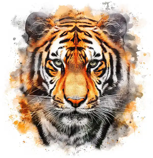 Tiger, Watercolor, Splash, Animal